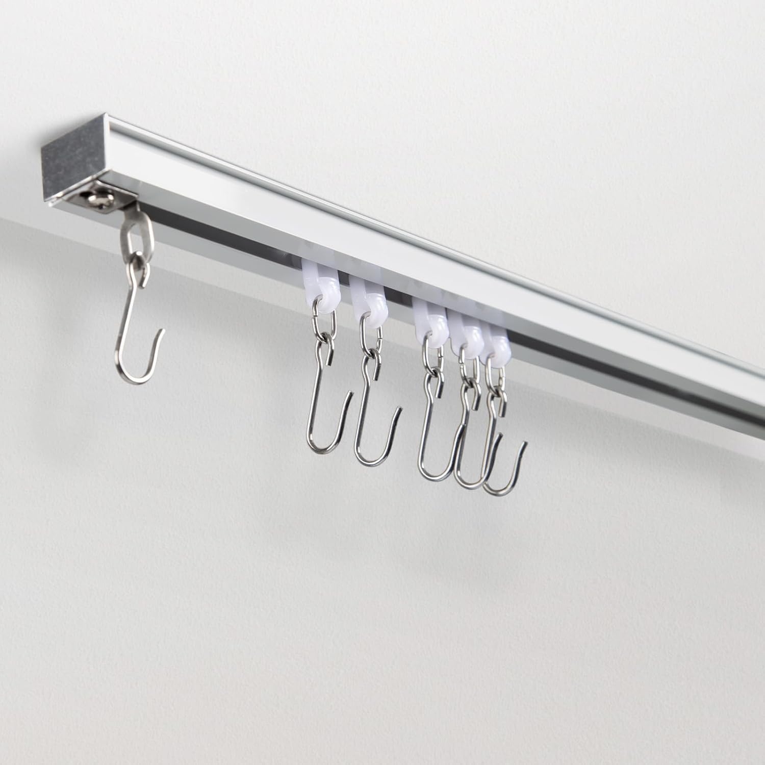 Curtain Hooks, Roller Hooks for Ceiling Curtain Track, Stainless Steel Rollers for Room Divider, 20 Pack