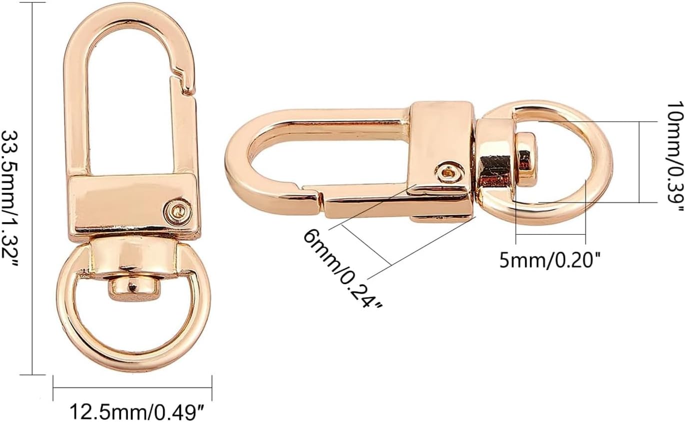 PH PandaHall Key Chain Clips, 30 Pieces Golden Metal Lobster Claw Clasps Swivel Lanyards Trigger Snap Hooks Strap for Keychain Key Rings DIY Bags Jewelry Findings Crafts, 34x14x6.5mm