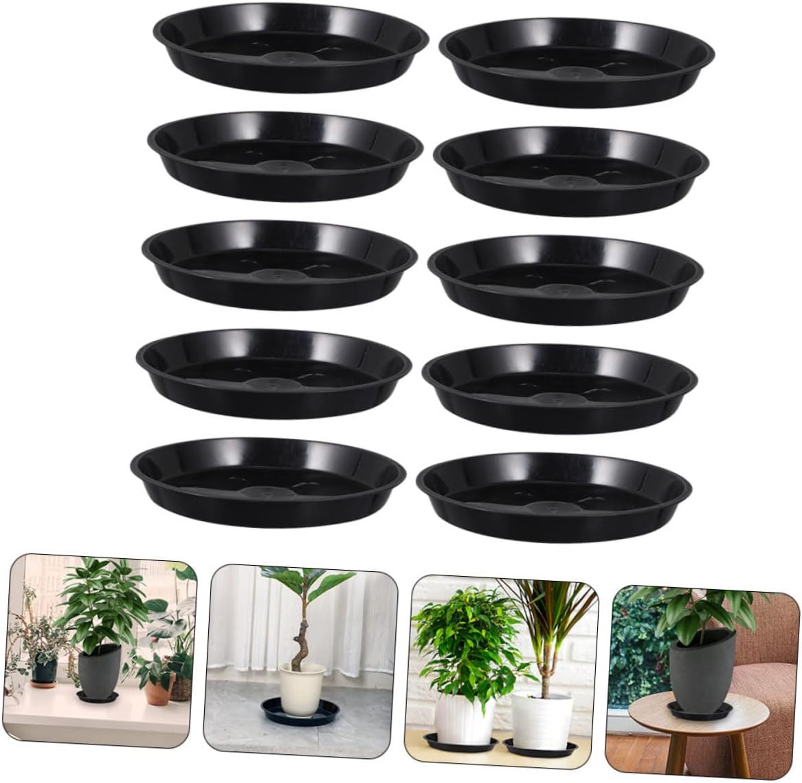 Garneck Garden Pot Trays 10pcs Plastic Plant Pot Trays for Balcony Easy to Move