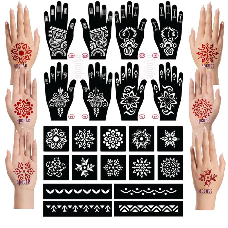 mehndi tattoo design sticker Combo Pack of 22 pieces, mehndi stencil stickers tattoo for Hands, Wrist, Stencils for Women, Girls and Kids, Easy to Use in 4 Steps, 22p-S-126-picture-19
