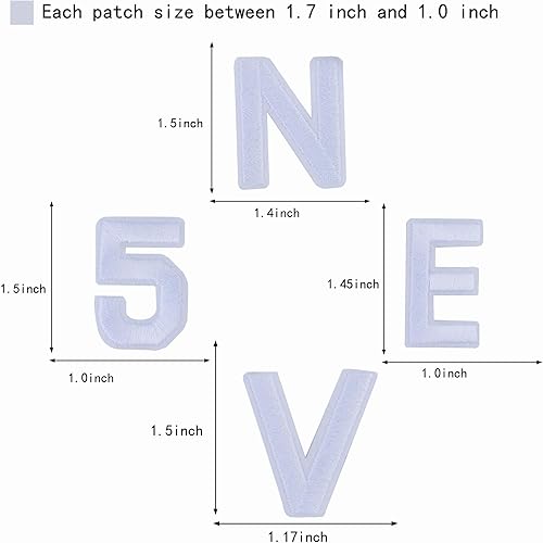 Miniatura 2 de Parches de letras y números para planchar, 72 piezas, parches de letras del alfabeto bordado de la A a la Z, números del 0 al 9 para accesorios de