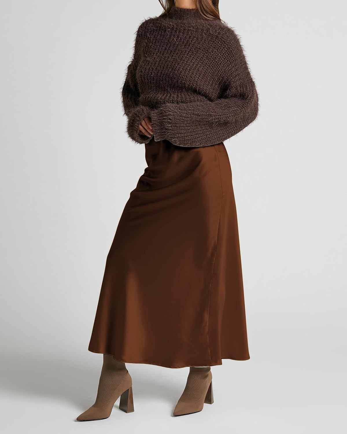 VividMosaic 2026 Satin High Waisted Maxi Skirt Silk A-Line Spring Summer Casual Long Skirts for Women - Image 4