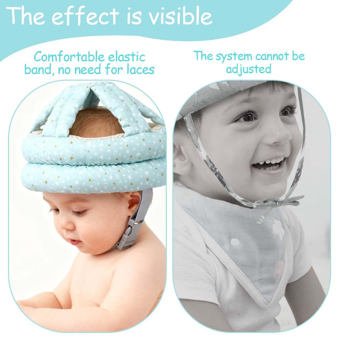 Casco Neonato Primi Passi Regolabile Sicurezza per Bambini 6-24 mesi Anticaduta Traspirante