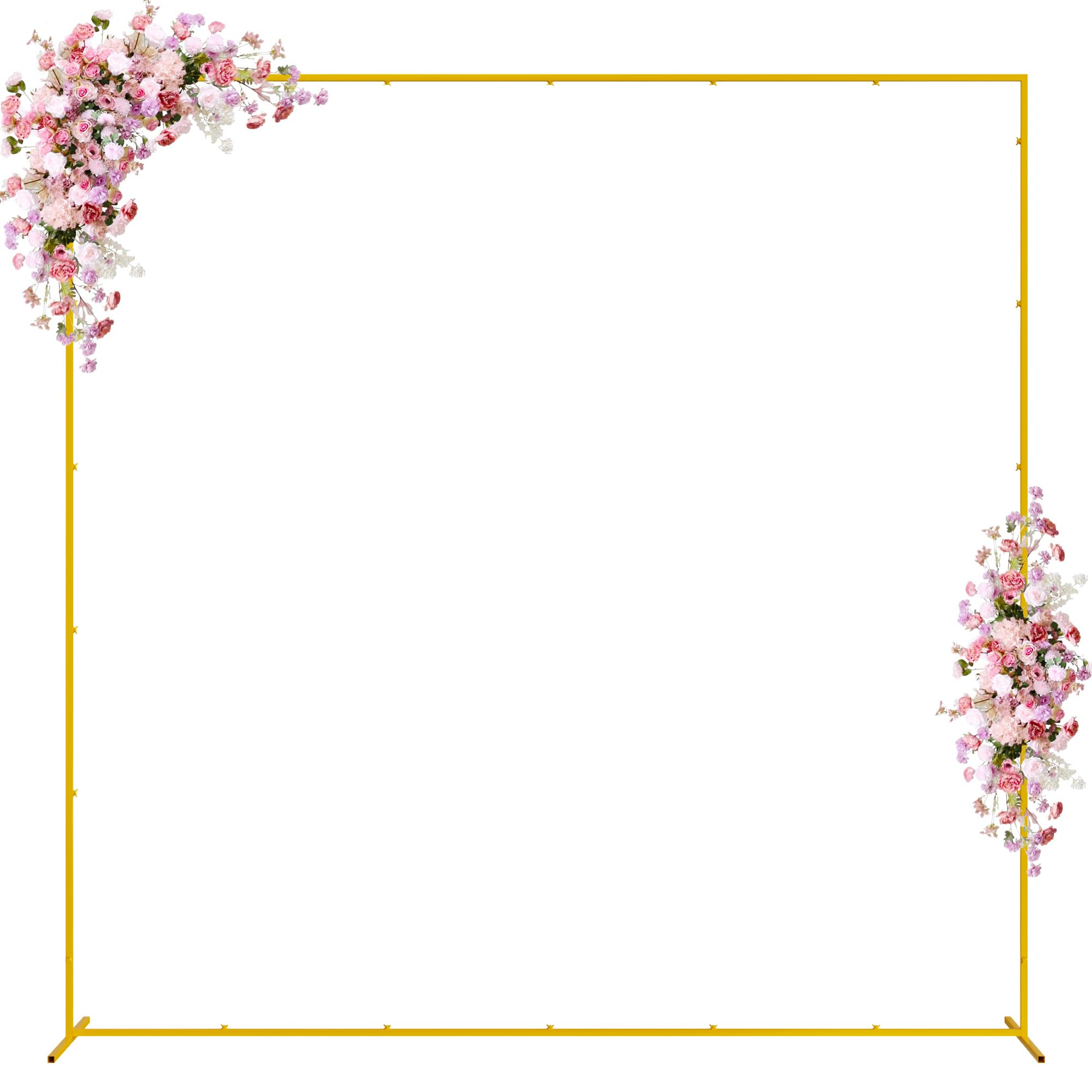 Wokceer Square Wedding Arch Backdrop Stand Gold Metal Arch 7.2FT x 7.2FT