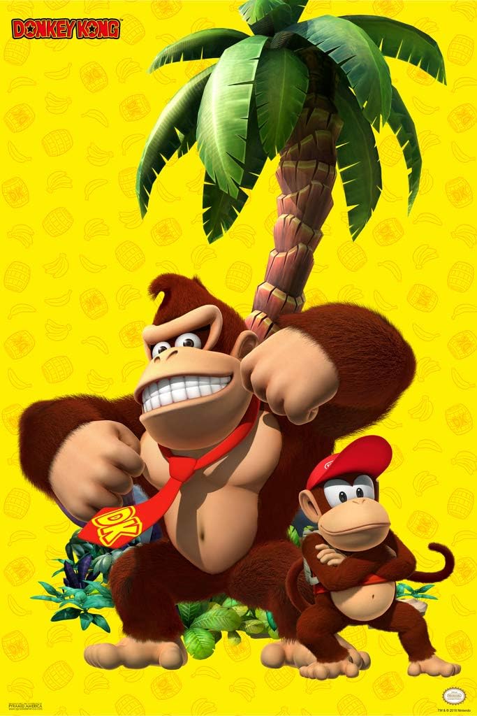 Amazon Pyramid America Donkey Kong And Diddy Kong Beating Chest 任天堂 クール 壁装飾 アートプリントポスター 12x18インチ インテリア オンライン通販