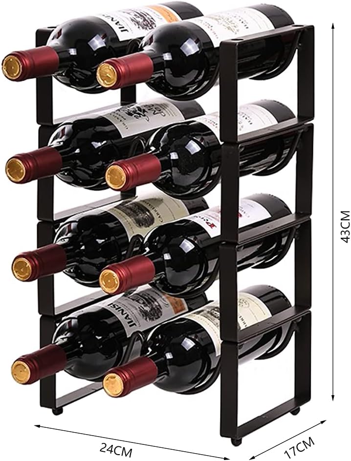 4 Tier Stackable Countertop Wine Rack Freestanding Wine Bottle Organizer Cabinet Wine Bottle Storage Stand - Hold 8 Bottles