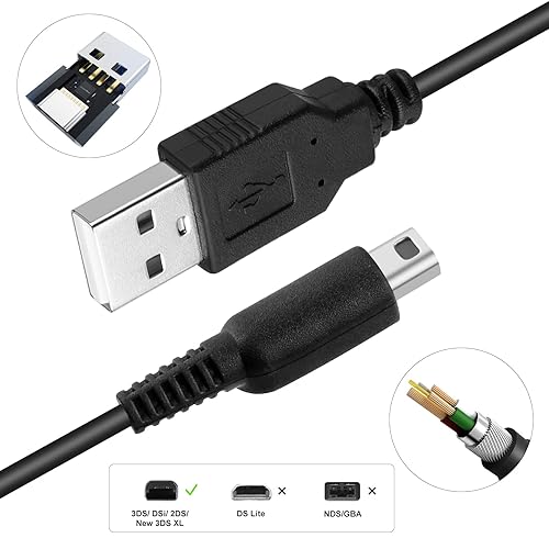 Miniatura 2 de Paquete de 2 cables de carga 3DS cable de carga USB 2DS DSi compatible con Nintendo New 3DS XLNew 3DS3DS XL3DSNew 2DS XLNew 2DS2DS XL2DSDSiDSi XL 4
