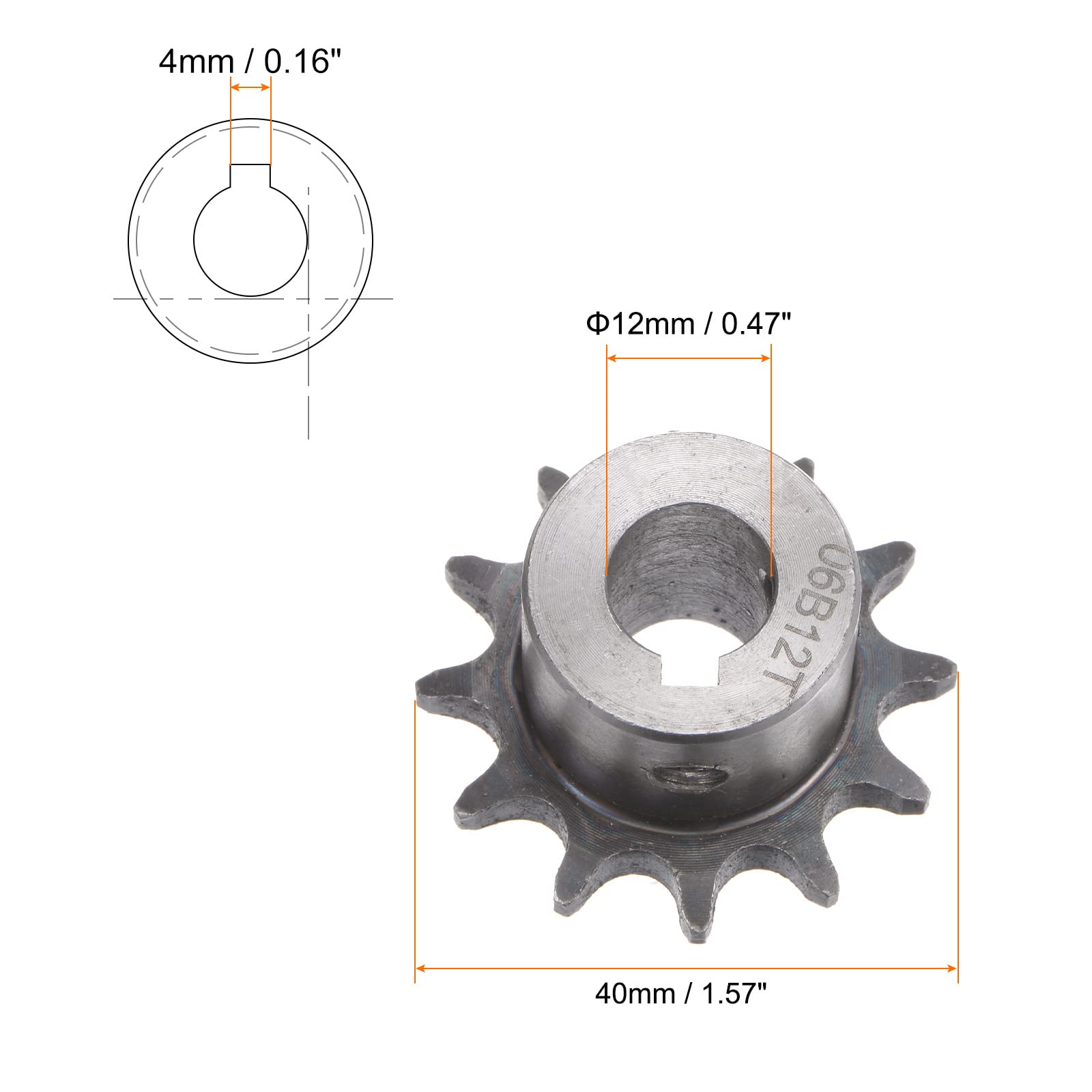 12B 9B 6B 印石 HARFINGTON DIN/ISO 06B Roller Chain Sprocket 12T Pitch 3/8