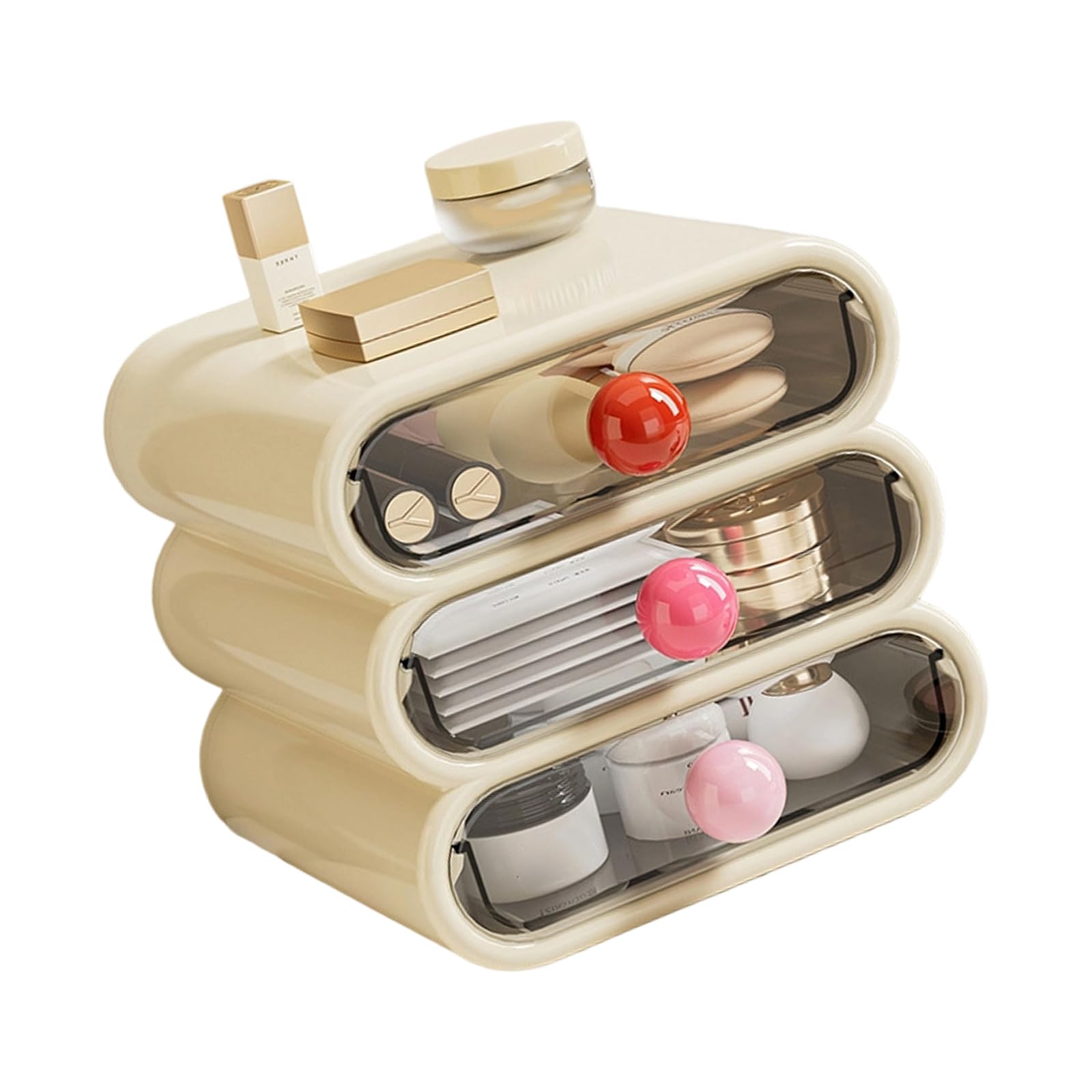 Multi-color separated design drawer cosmetic storage solution, tidy setup cosmetic storage drawers