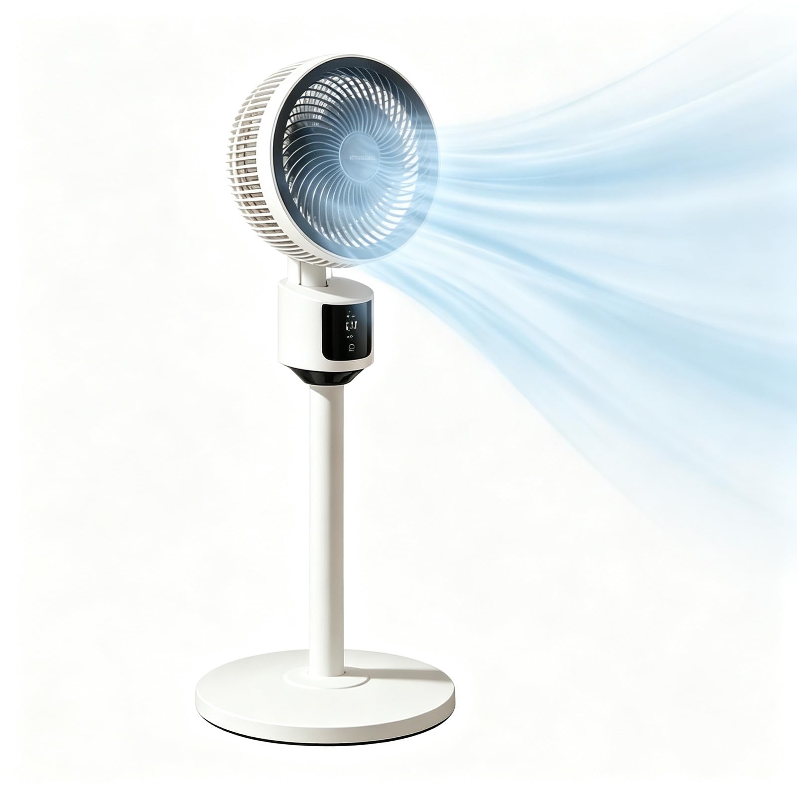 Ventilateur sur Pied Silencieux, 3 Vitesses Silencieux Grand Refroidissement, Circulateur d’Air Haute Performance, USB.Hauteur Ajustable - Idéal Chambre Bureau Cuisine.80CM (Blanc)