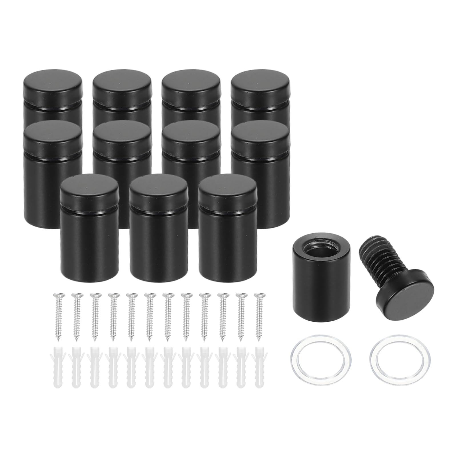 PATIKIL 5/8" x 1" Standoff Screws, 12 Pack Stainless Steel Wall Mount Sign Standoffs Mounting Hardware Advertising Nail for Hanging Acrylic Picture Frame, Black