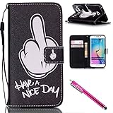 Galaxy S6 edge Case, Firefish [Kickstand] PU Leather Flip Purse Case Slim Bumper Cover with Lanyard Magnetic Skin for Samsung Galaxy S6 edge + including One Stylus-Hand