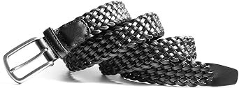 Men Braided Woven Genuine Leather Belt