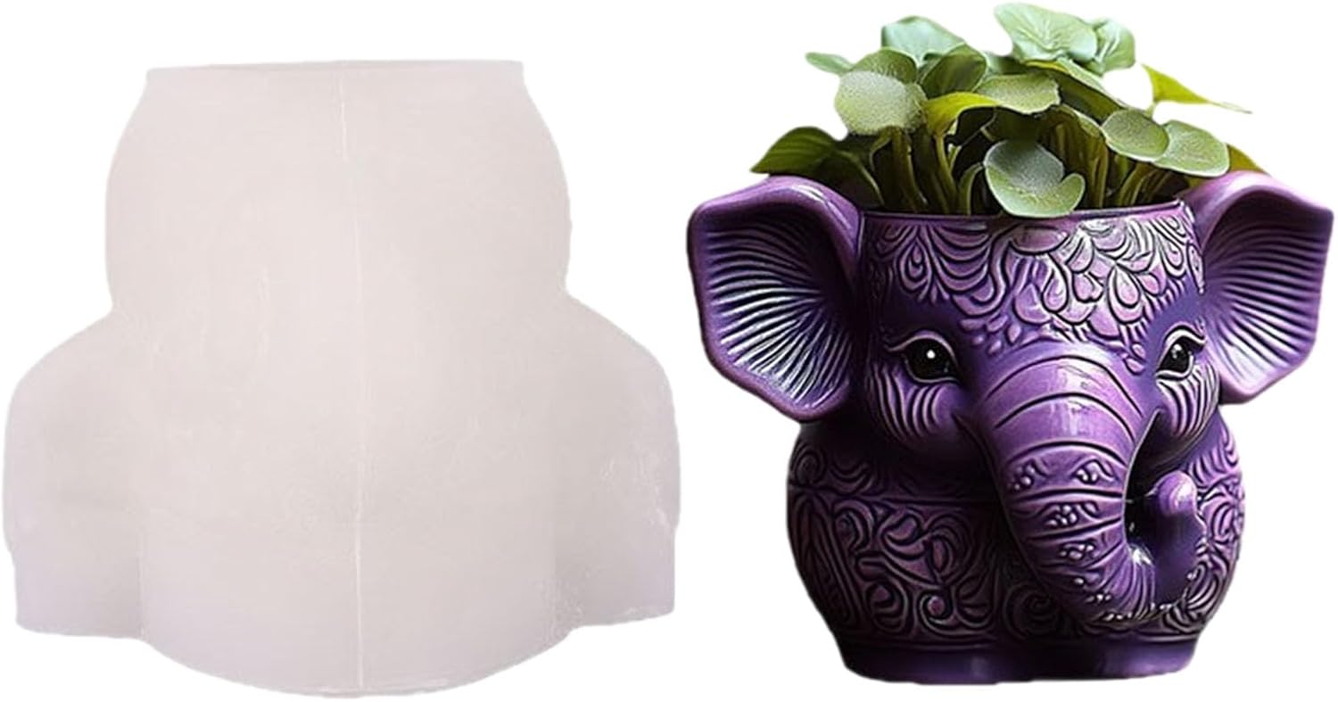 Elephant Silicone Mold for Planter 3D Animal Shaped Resin Mold for Succulents Flexible Concrete for Jewelry Holder, Jar, Pen Organizer & Crafting Projects