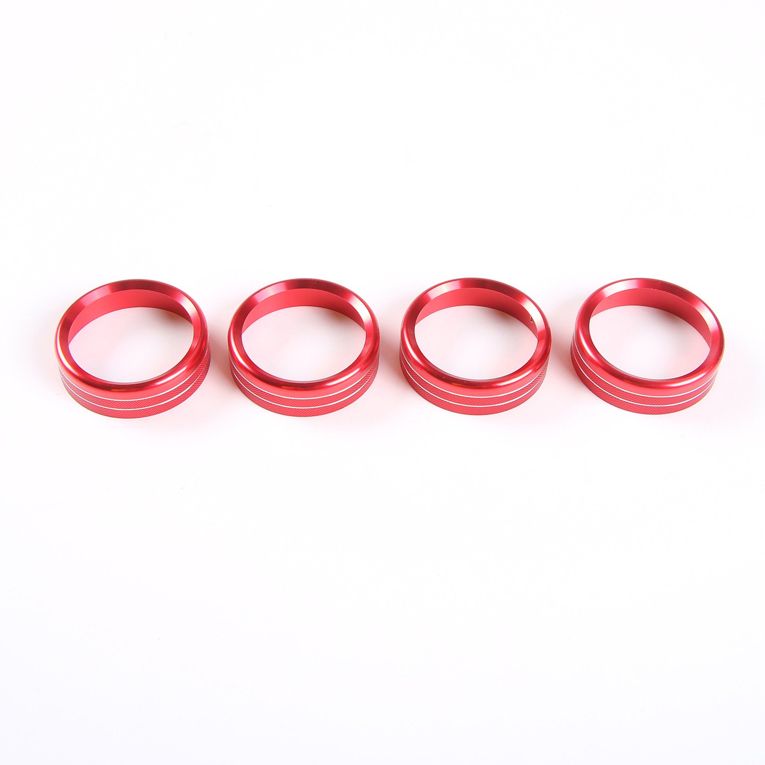 CheroCar Air Conditioner Audio Switch Decorative Ring Button Cover for Ford F150 2015 2016 2017 2018 2019 2020 XLT,Car Interior Accessories,4pcs-Red