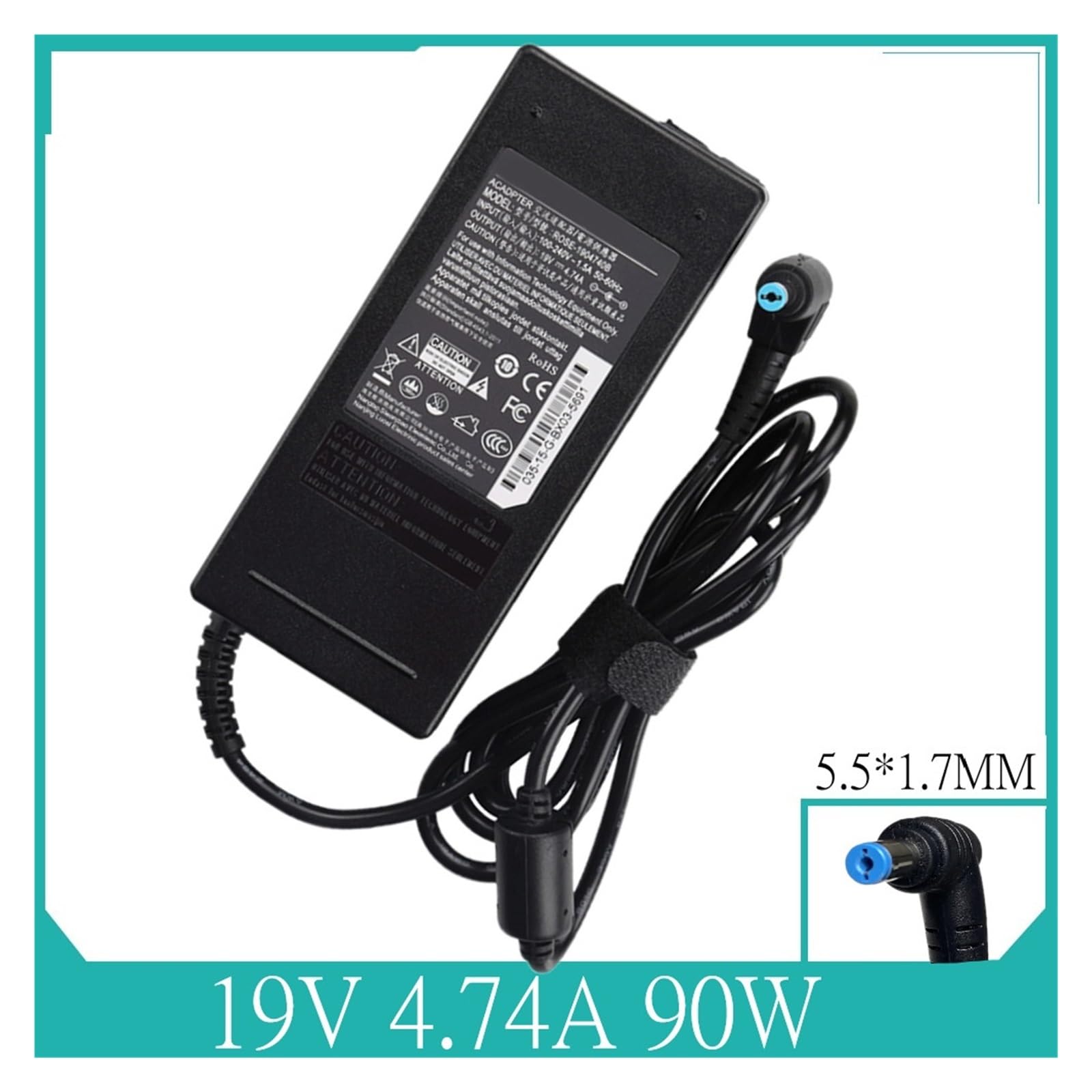 Zasilacz do laptopa 100-240 V/50-60Hz 19V 4,74A 90W 5,5 x 1,7 mm (US)