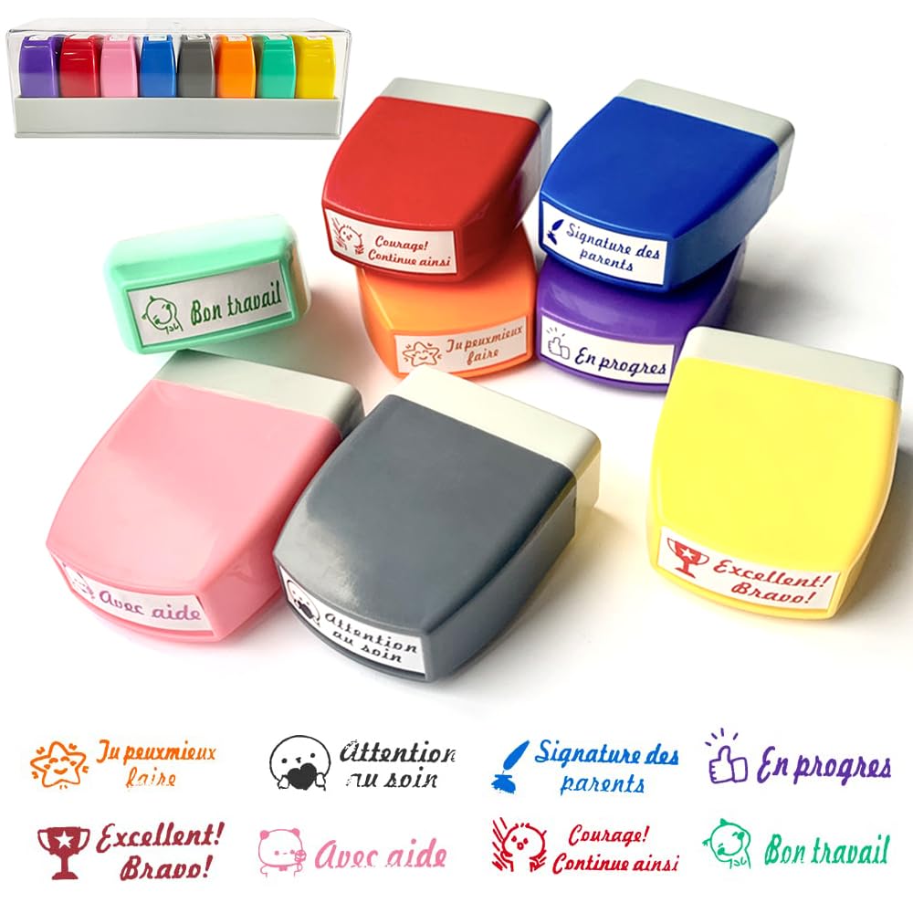 Hojalis 8Pcs Tampons Enseignants Ançais, Tampon Encreur