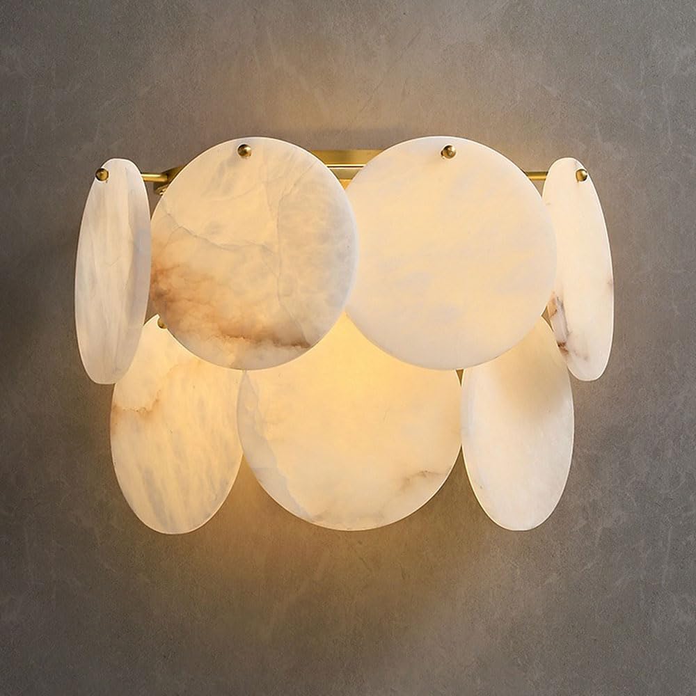 XYBZJP Nordic Industrial Style Hard Wiring Connection Wall Lamp, 10.6in Natural Alabaster Wall Light, E14 Screw Marble Wall Sconce, Bedroom Corridor Living Room Decorative Lighting Fixtures