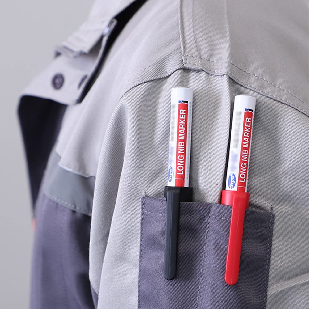 TopHomer Tiefloch-Marker, Zimmermannsstift, 30 mm, extra lange Spitze, wasserfester Permanent-Marker zum Markieren von schwer zugänglichen Bereichen, 8 Stück, rot