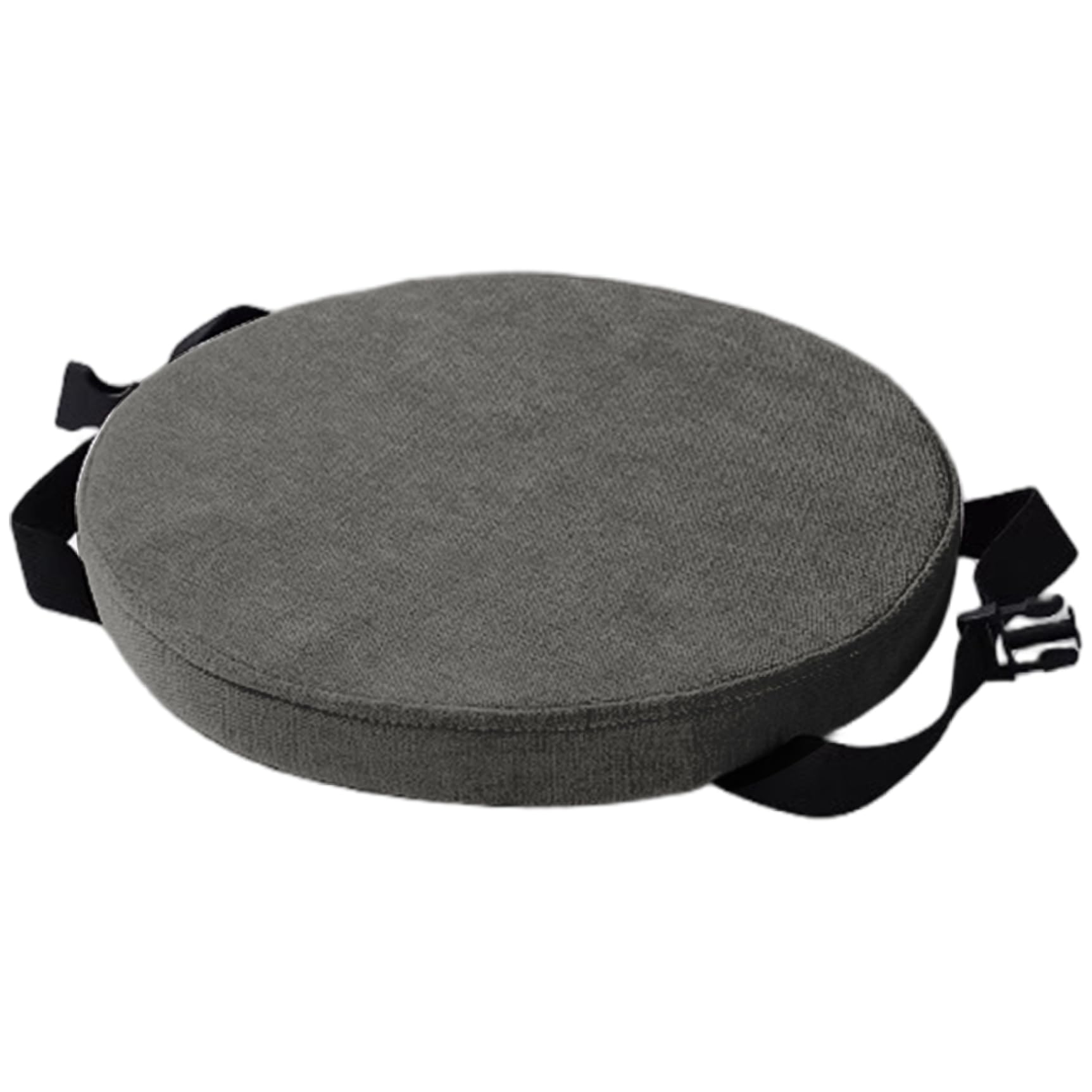 Coussin rond en peluche gris foncé 35 cm avec housse amovible en lin