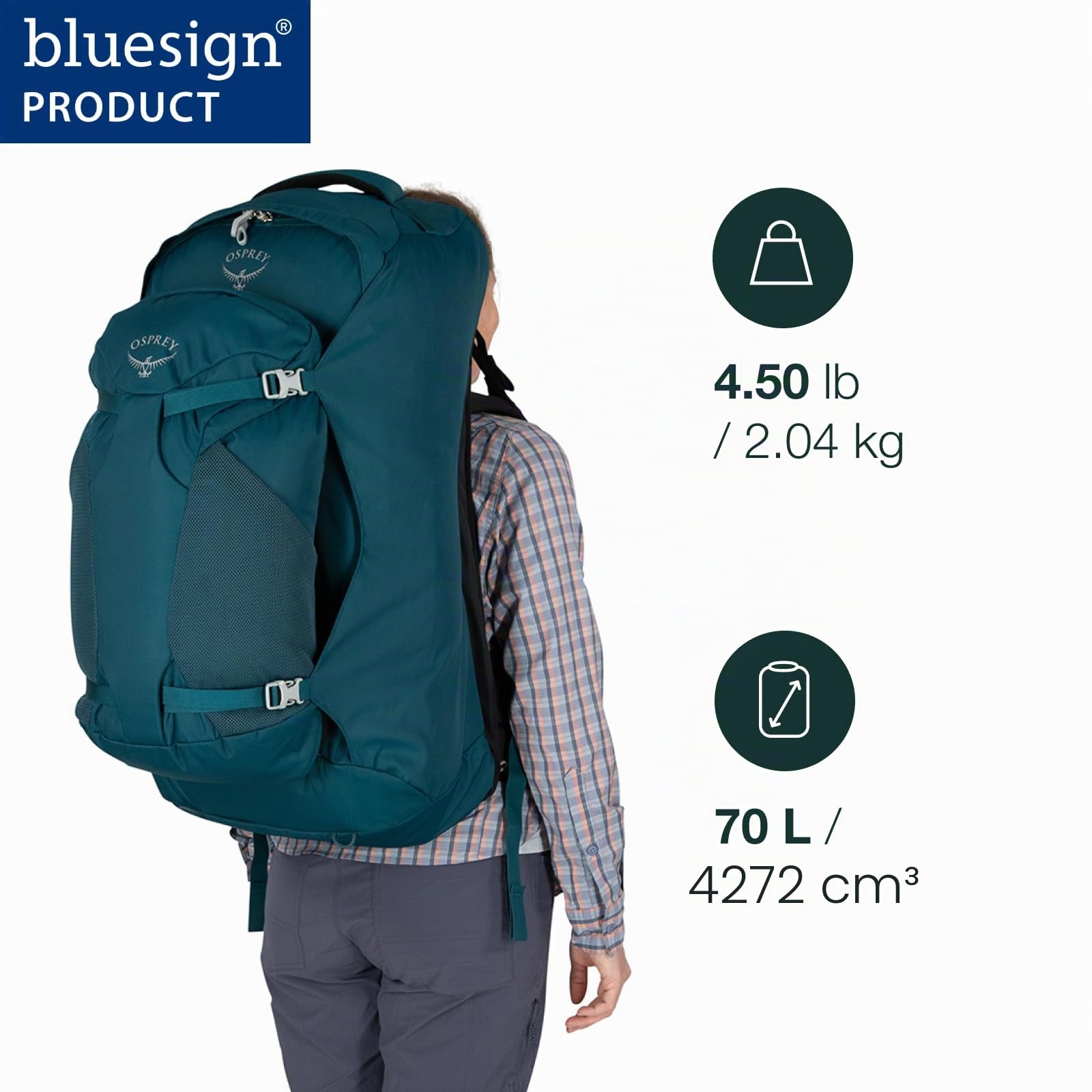 Osprey Fairview Mujer Mochila de viaje, 70L, Night Jungle Blue, O/S