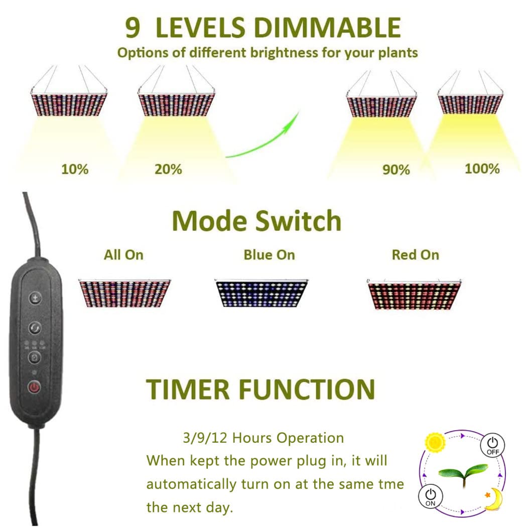 150w Lampara de Planta LED Cultivo Tubo, Full Spectrum con Luz Azul Roja, Temporizador 3/6/12h, para la Germinación, el Crecimiento y la Floración de Las Plantas, Lampara de Cultivo