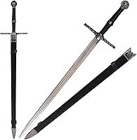 Vista 1 de Espada de acero plateado de Geralt de metal completo de 125cm/48.8 pulgadas, acero inoxidable, espada plateada de lobo blanco Aerondight hecha a