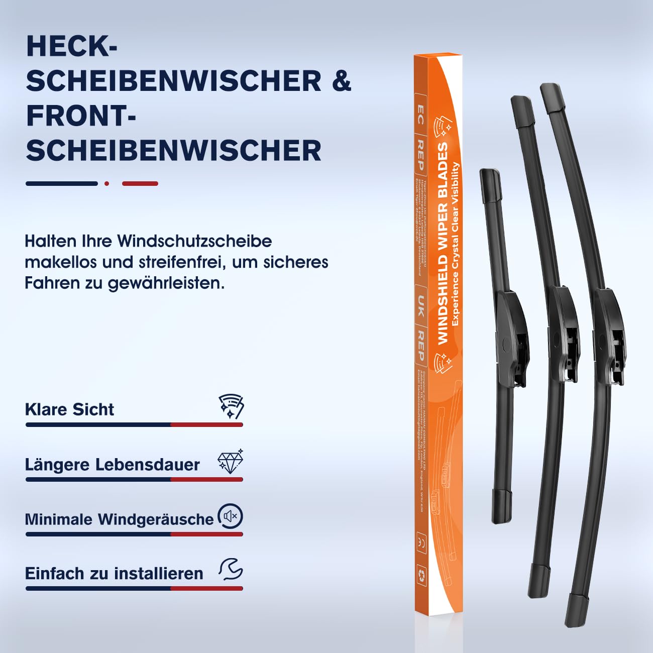 GEARMONSTER Zestaw wycieraczek przednich i tylnych, do VW Golf 4 / IV 1997-2005 (zestaw 3-częściowy: 480 mm/530 mm/330 mm)