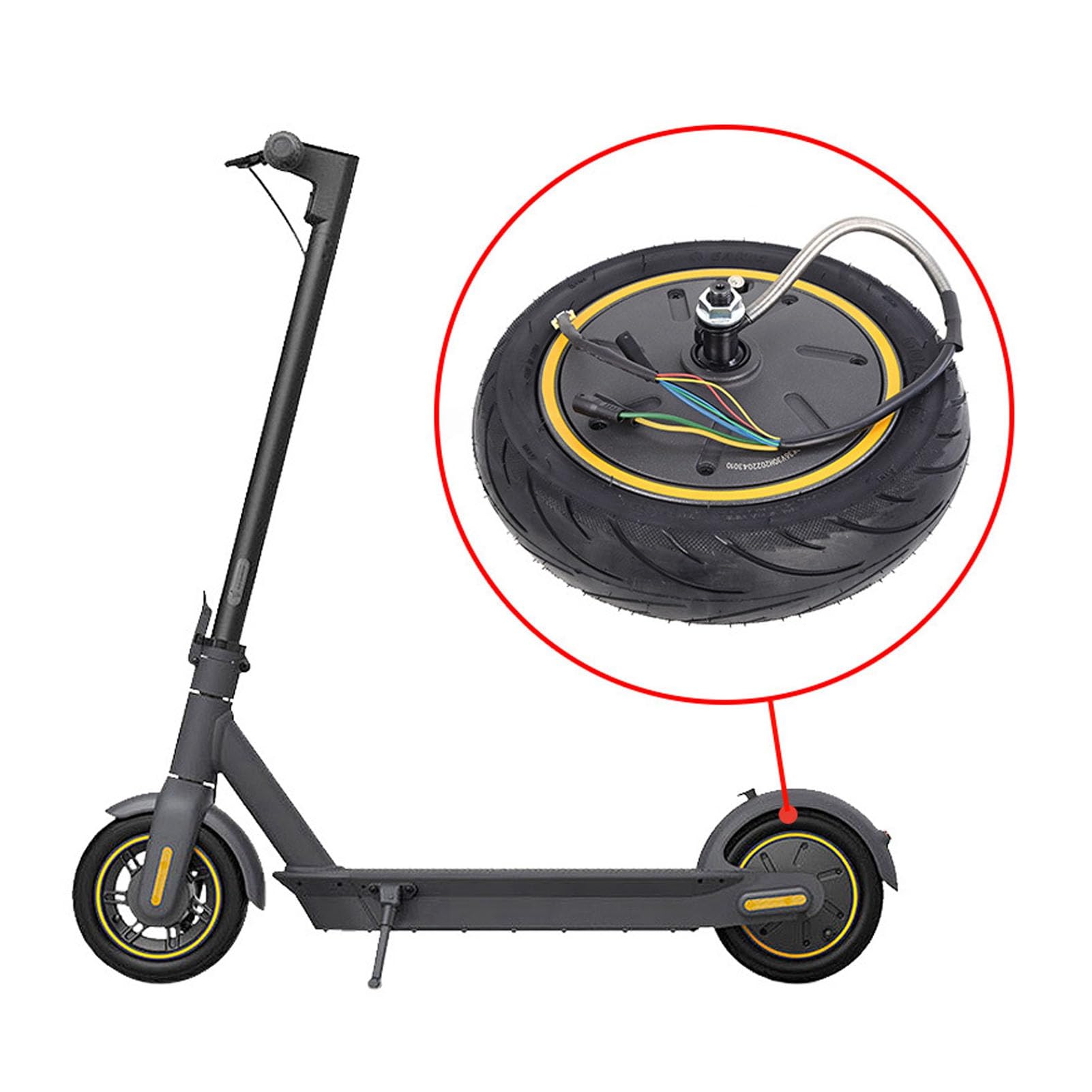 BuyWeek Roue de Moteur de Moyeu de Scooter Électrique pour Ninebot MAX G30, 48V 350W Moteur d'Entraînement de Roue Arrière de Trottinette Électrique