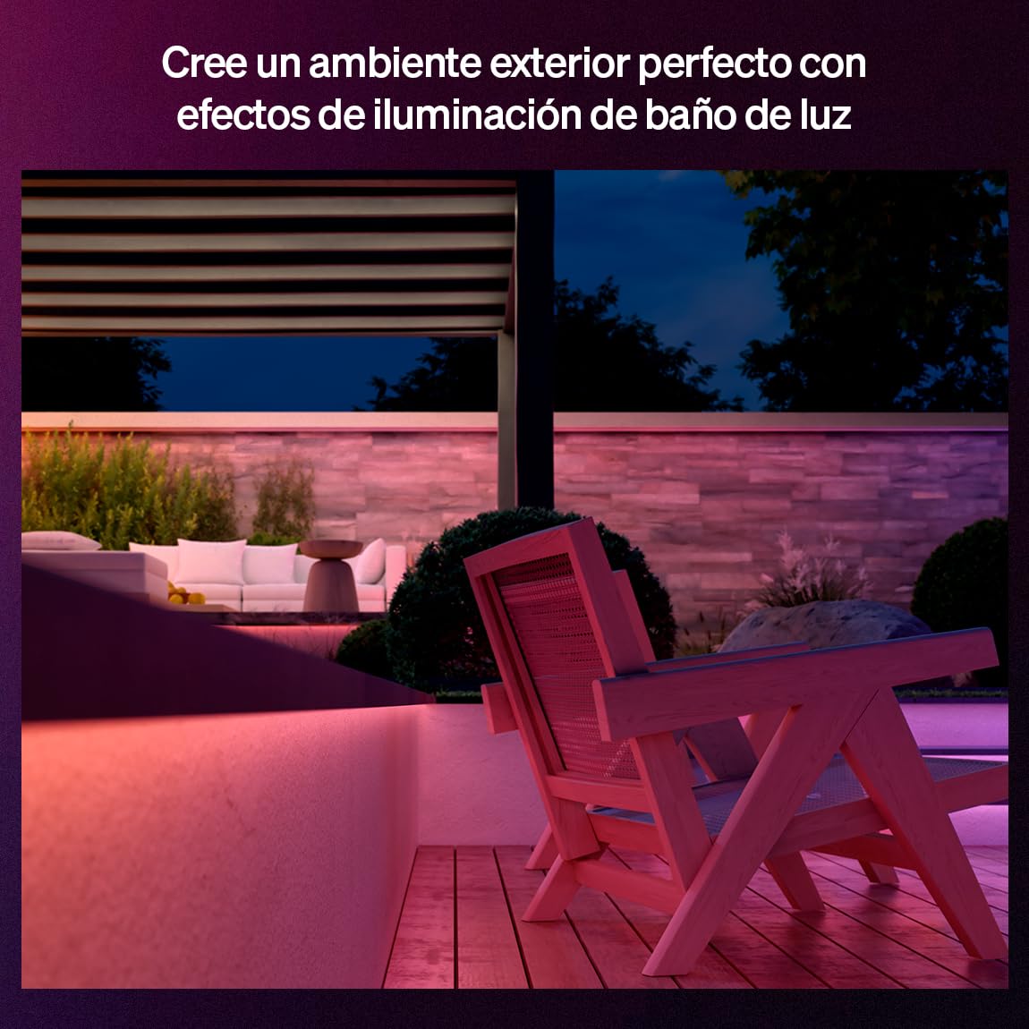 Philips Hue Flux Tira LED inteligente 5M, RGB, 1100 lm, iluminación exterior, tecnología Chromasync™, resistente al agua, baja tensión, control por app y voz, con Alexa