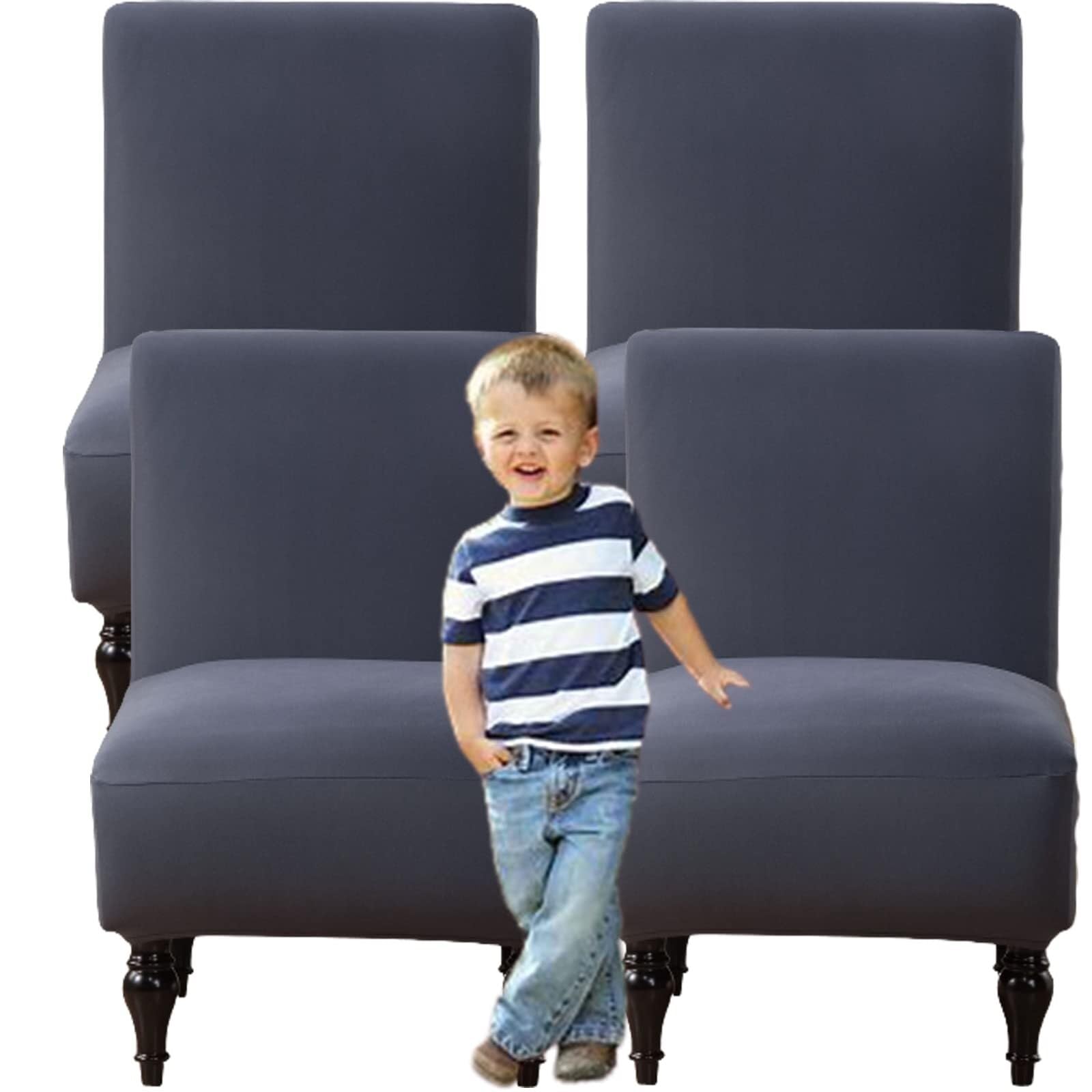 NMVAWIPT Armless Chair Slipcovers Stretch Accent Covers Removable Washable Anti-Dust Protector Furniture Without Armrests(#10,4pcs)