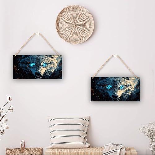 Miniatura 5 de Sci-fi Wolf Wooden Sign 12x6 Inch - Decor for Cyber Aficionados & Wolf Admirers, Great for Sci-Fi-Themed Rooms & Art Galleries
