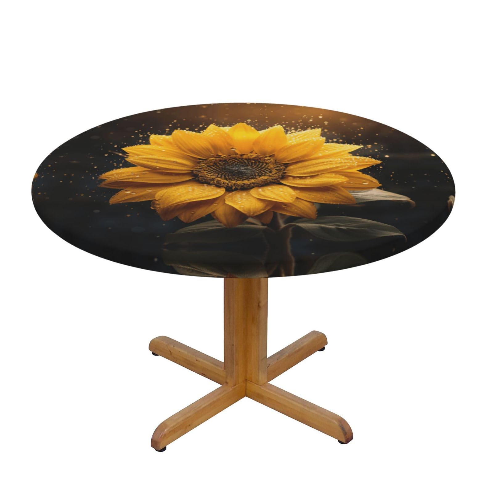 Beautiful Sunflower 4 Print Wipe Clean Oval Tablecloth Stain-Resistant Dining Table Accessories Table Protector For Home