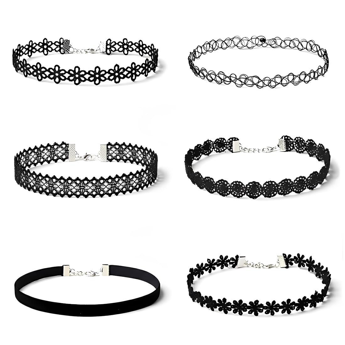 6 piezas de collar de terciopelo,gargantilla negra para mujer,gargantilla de terciopelo para mujer,estilos góticos de gargantilla,estilo punk,para mujeres y niñas,bailes de cumpleaños de Halloween