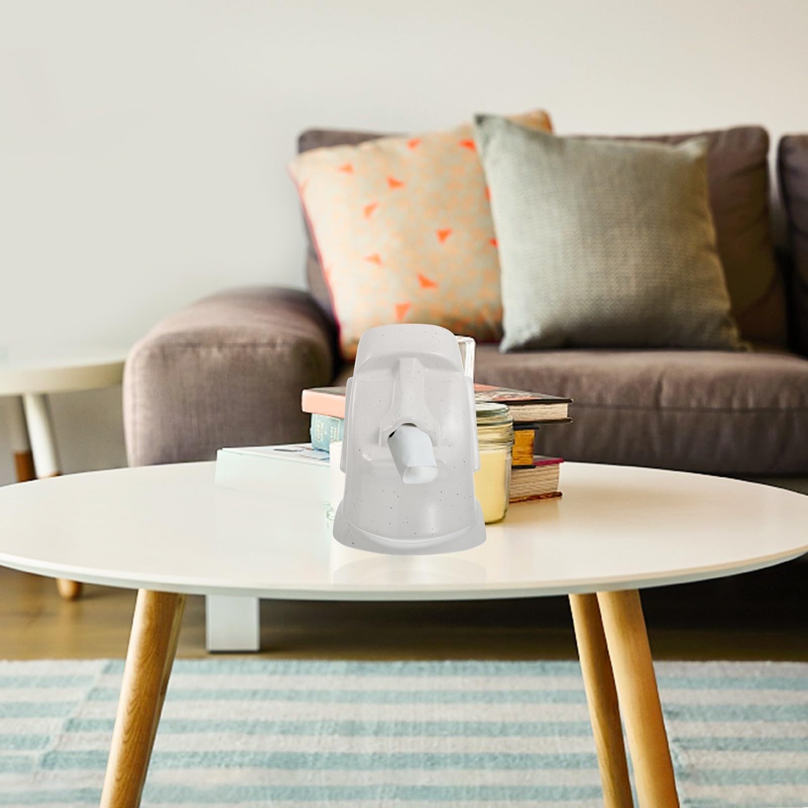 Scatola Fazzoletti Moai in Ceramica Bianca, Dispenser da Tavolo