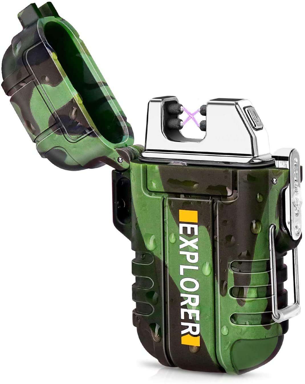 EzLife Waterproof Flameless Electric Lighter-Dual Arc Plasma Beam Ligh
