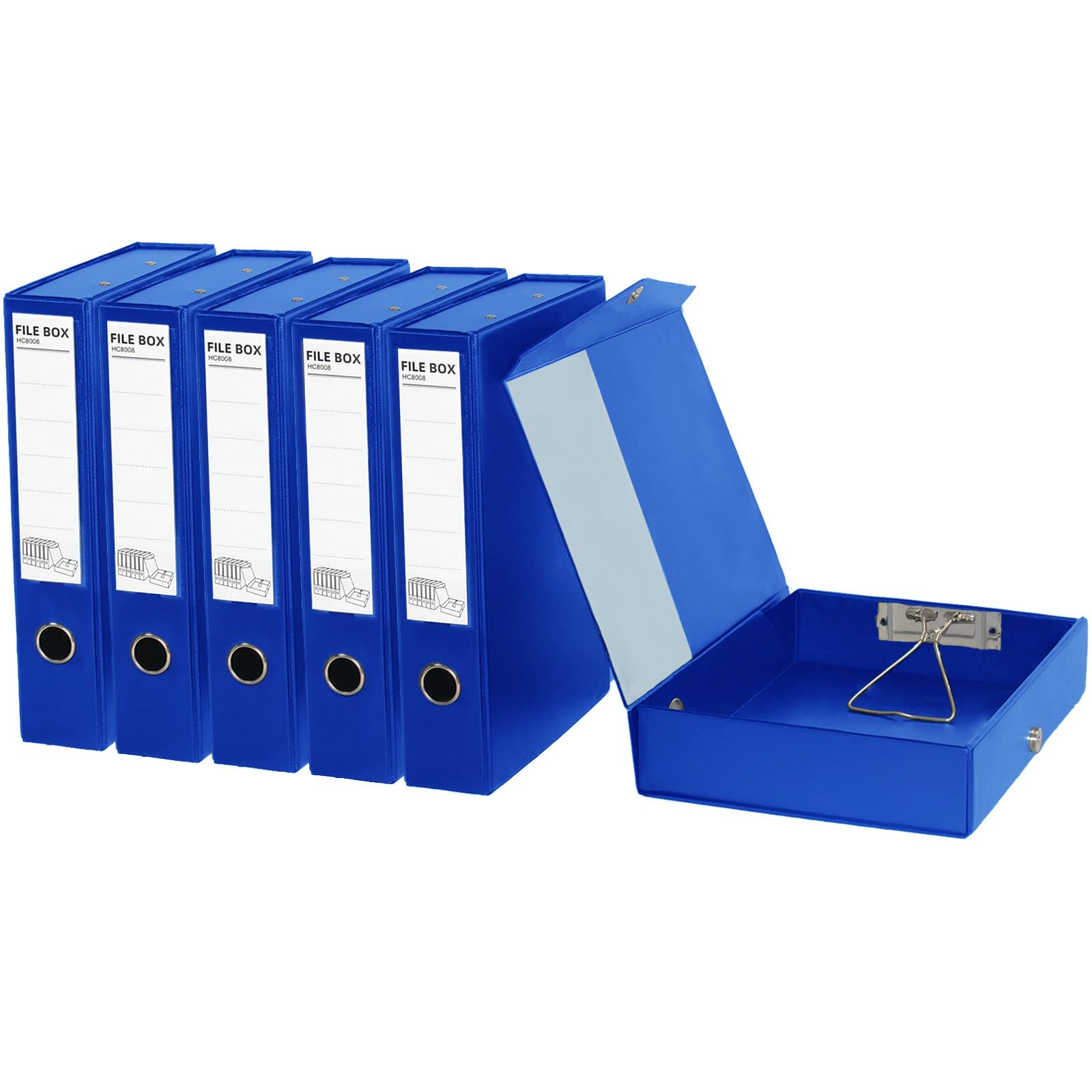 URbantin Box Files with Lock Spring,Plastic A4 Archive Box Folders,6 Pack A4 Document Box File (Blue)
