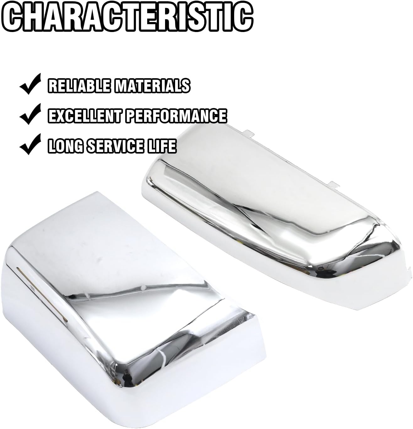 1 Pair 23444125 23444126 Tow Mirror Cap Covers, Chromed Tow Mirror Caps, Replacement for Chevy Silverado Replacement for GMC Sierra 2014-2019, 23444119 23444120