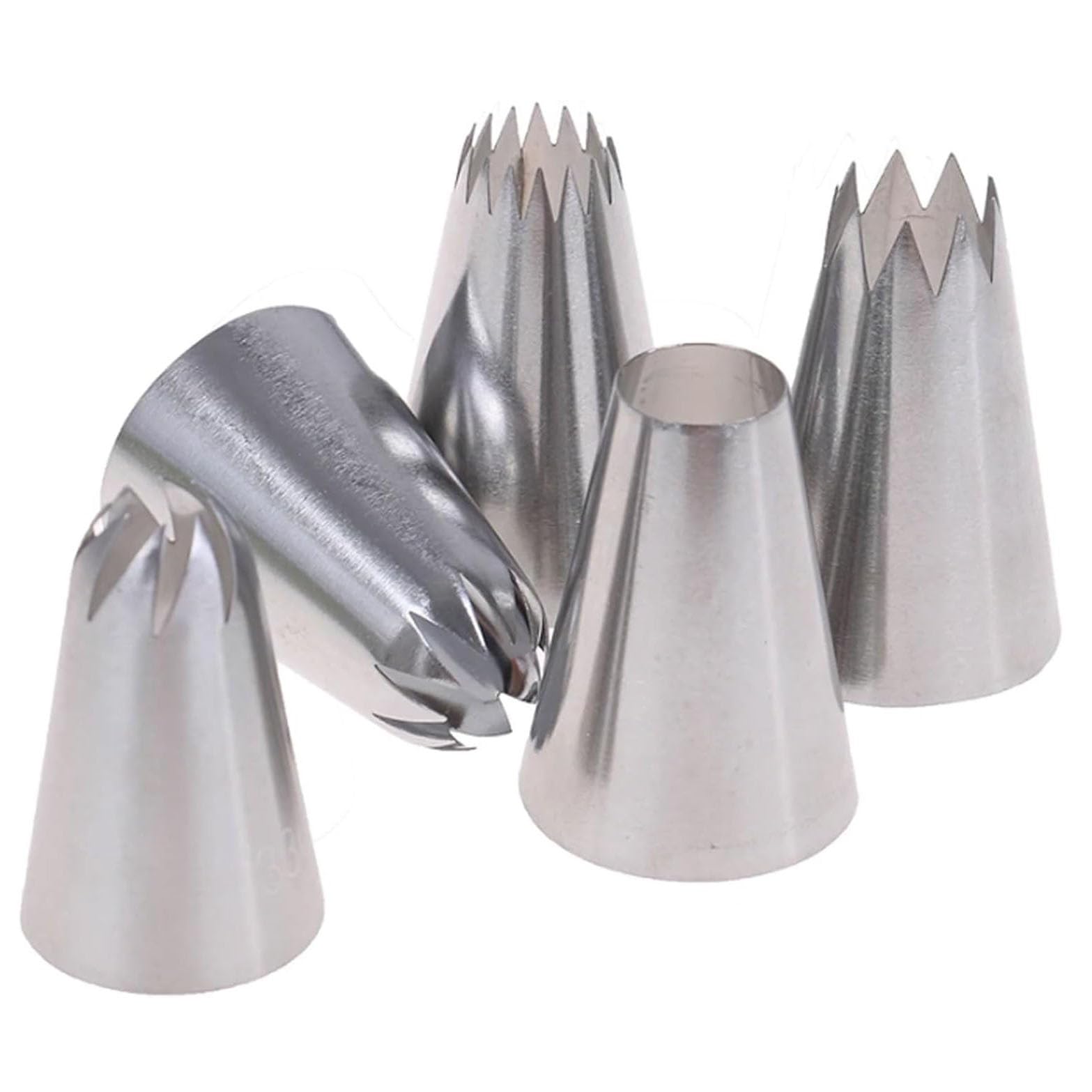 5-teiliges Spritztüllen-Set aus Edelstahl, Spritztüllen, Dekoriertüllen, Sahnetüllen, russische Tüllen, Backtüllen