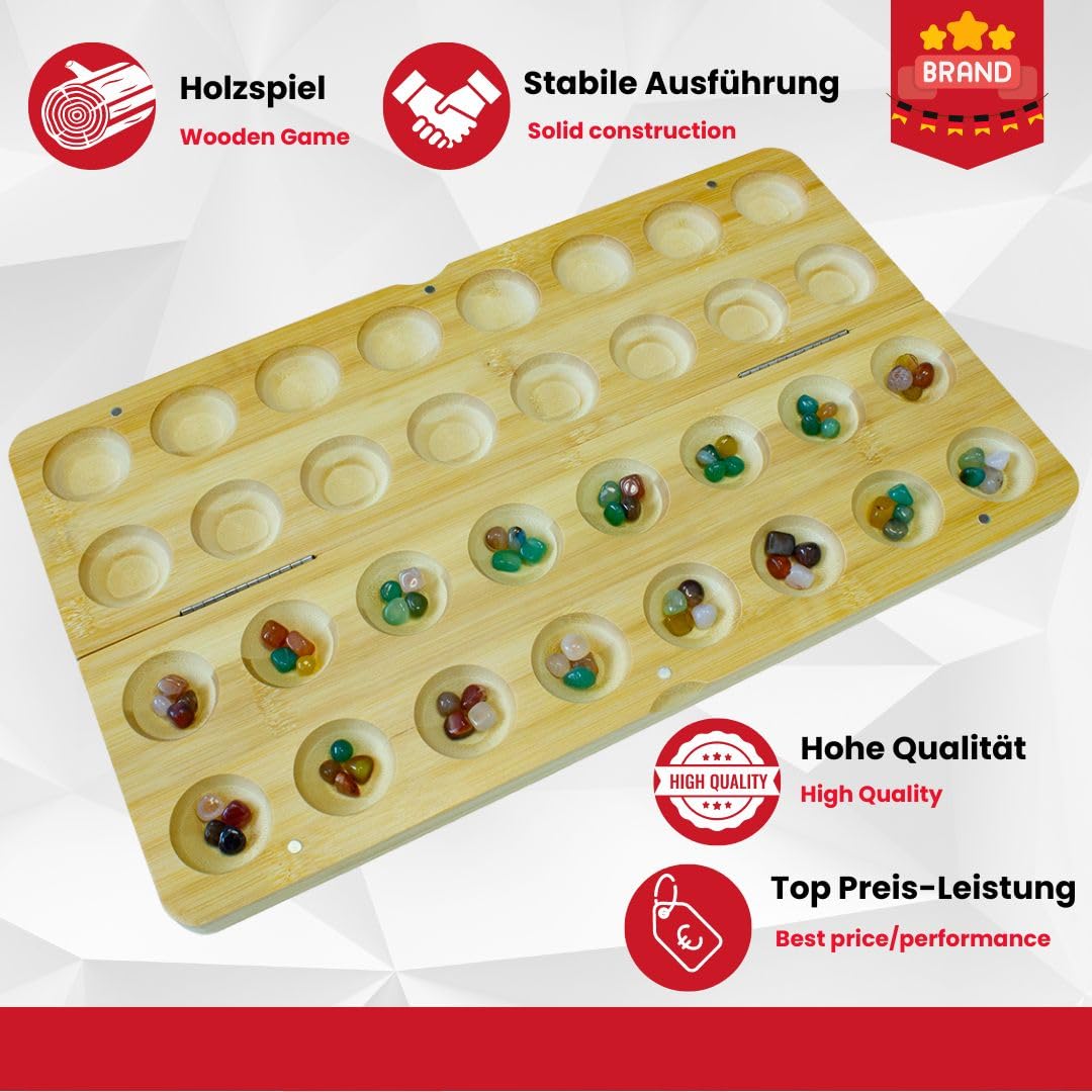 GICO Gioco di pietre Hus Bao Mancala grande in legno con pietre preziose. Il gioco di strategia per grandi e piccini dell'asilo - 7953