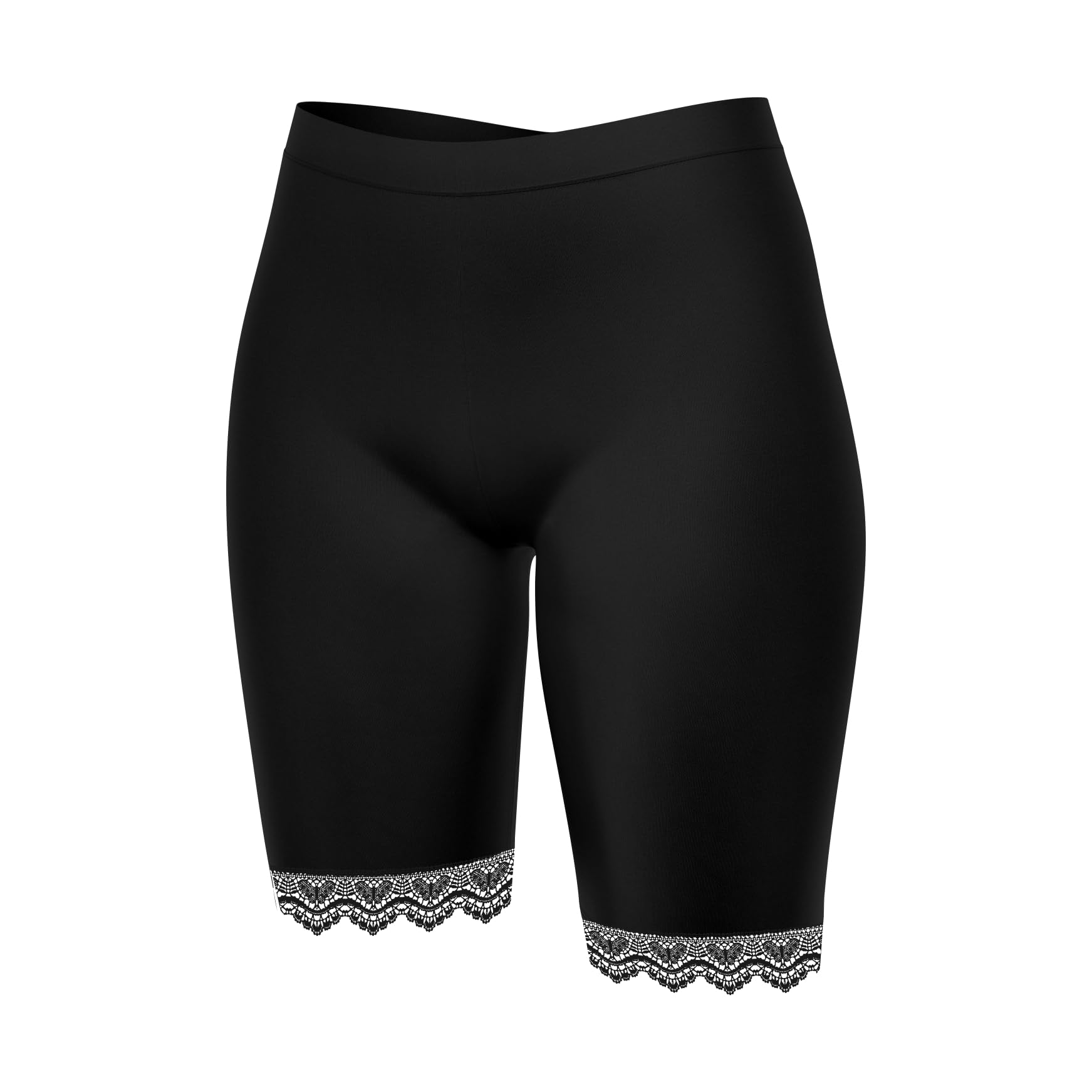 Leggings de algodón con encaje de longitud media elásticos para mujer 7