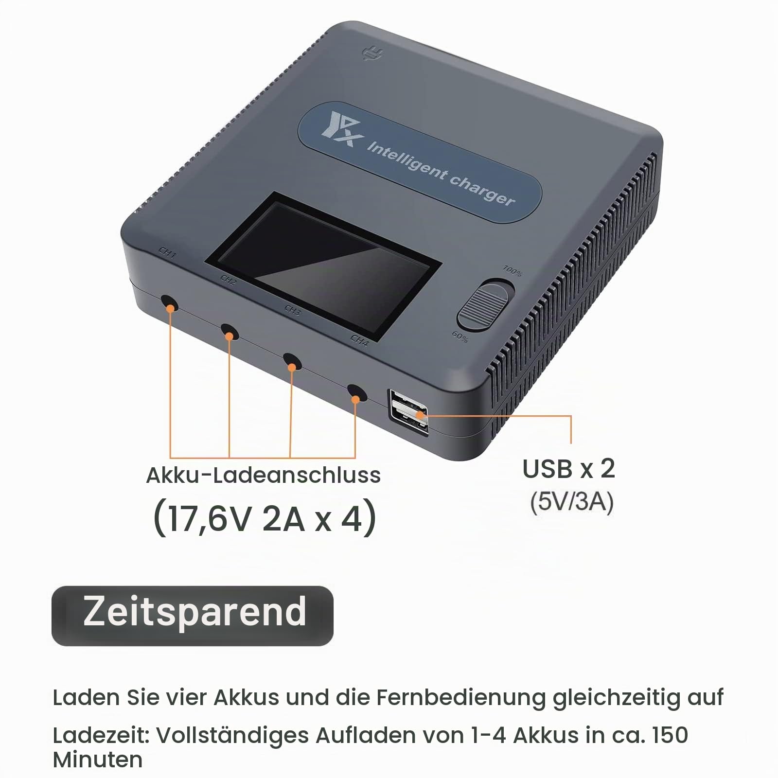 6 in 1 LCD Display Dualer Lademodus Akkuladegerät Intelligentes Ladegerät Hub Ladestation für DJI Mavic 3 Drohne