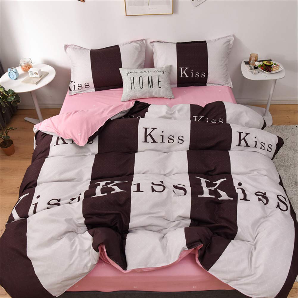 Taie d'oreiller et housse de couette 4 pièces lit 2 personnes microfibre