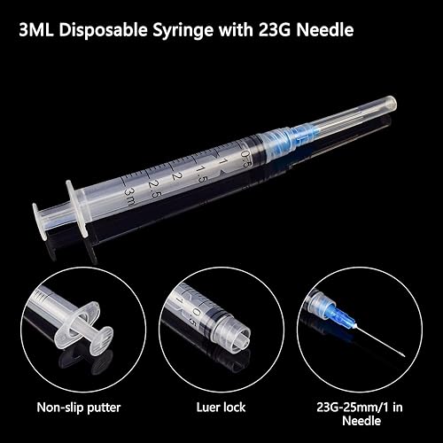 Miniatura 3 de Jeringas desechables de 0.1 fl oz con aguja de 23 Ga de 1 pulgada para industrial y laboratorio, envueltas individualmente, paquete de 100