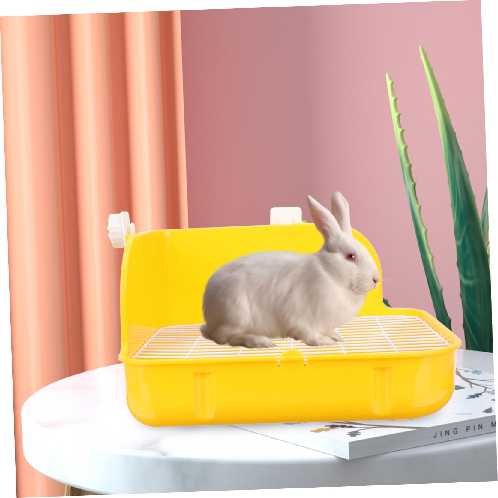 Contenitore Toilette in Plastica con Base Filtro per Coniglio Nano e Criceti Pulizia Facile Lettiera per Animali Piccoli