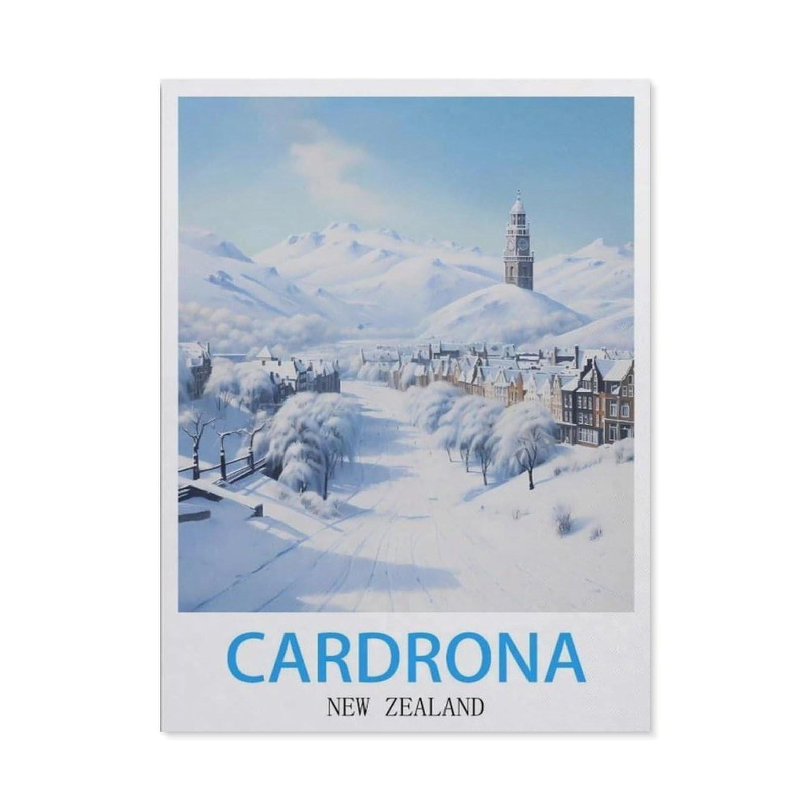 Beayodkp （40 X 50 Cm/15.74 X 19.68 Inches） Diamond Painting Kits For Adults And Kids，Cardrona New Zealand Vintage Travel Posters，Full Drill Round Rhinestone Paint With Diamonds-Cd40