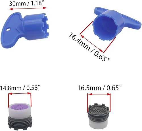 Miniatura 8 de 1 juego de 0.728 in filtro de grifo restrictor grifo aireador llave restrictor piezas de repuesto para baño o cocina (1 llave aireadora, 5