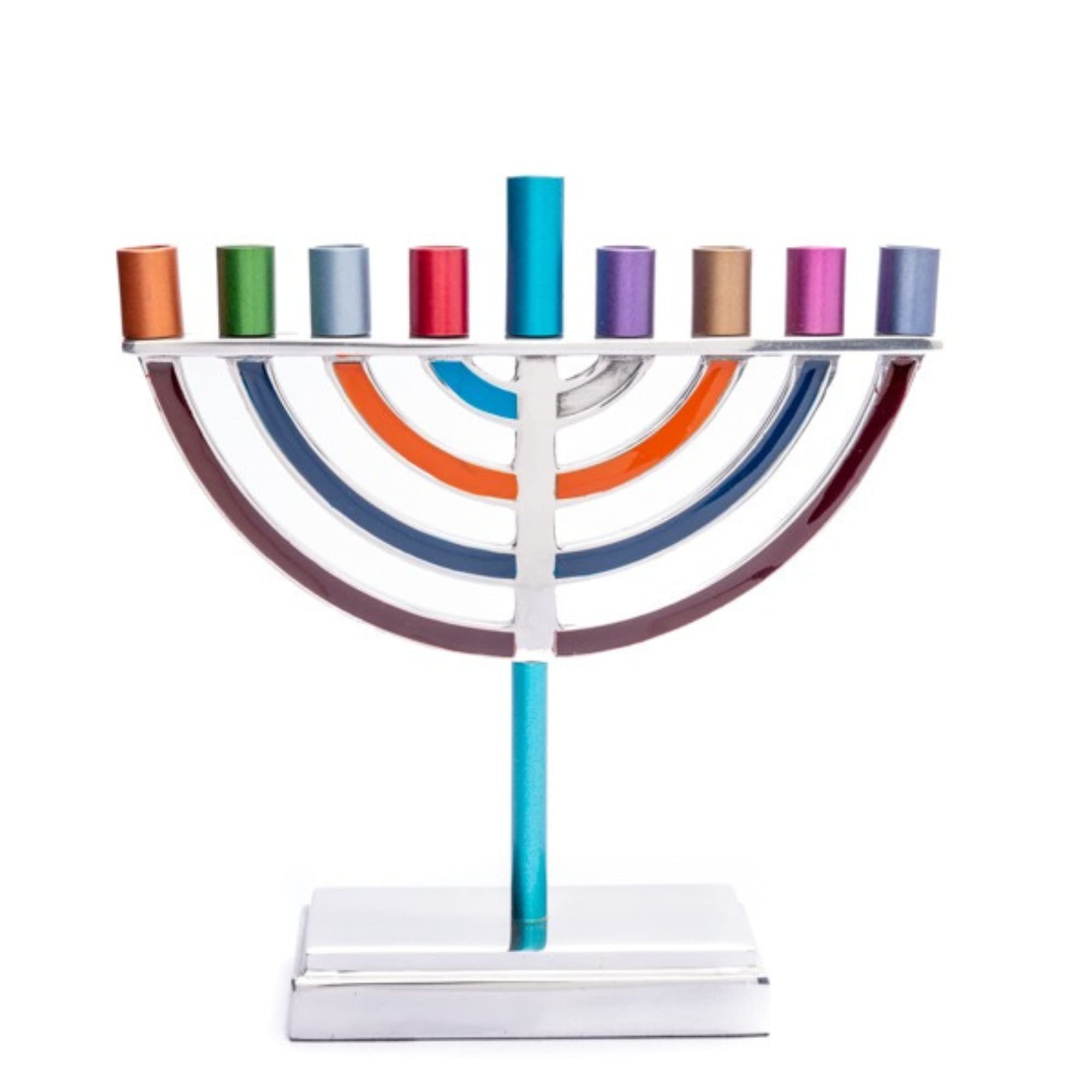 Emanuel Menorah Hanoukka classique contemporain en aluminium coloré 17 cm