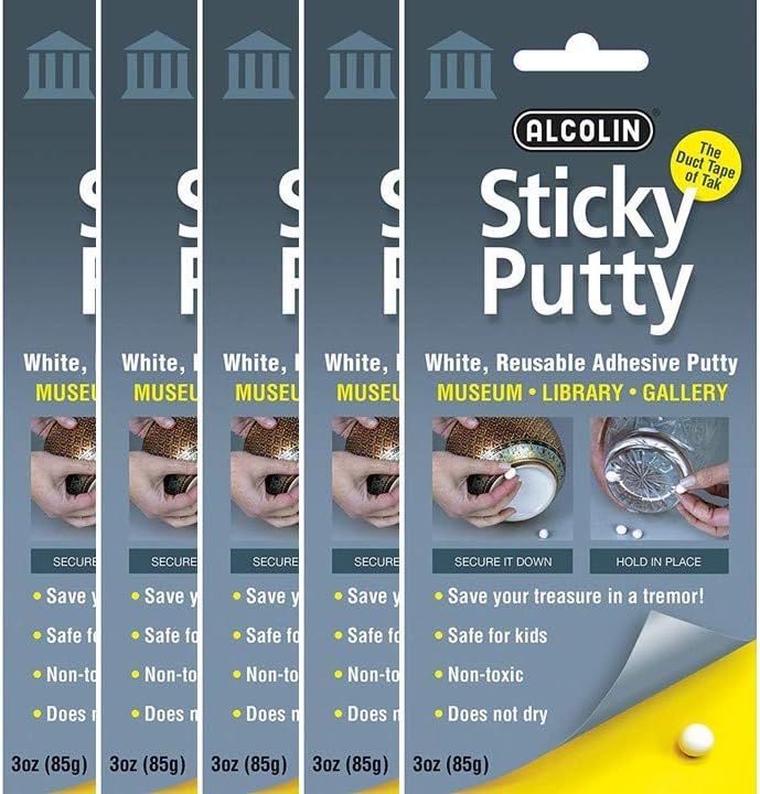 15oz Sticky Putty- Reusable Museum & Gallery Quality Adhesive Putty - Won't Dry Out, Repsitionabe (5x3oz Pack)
