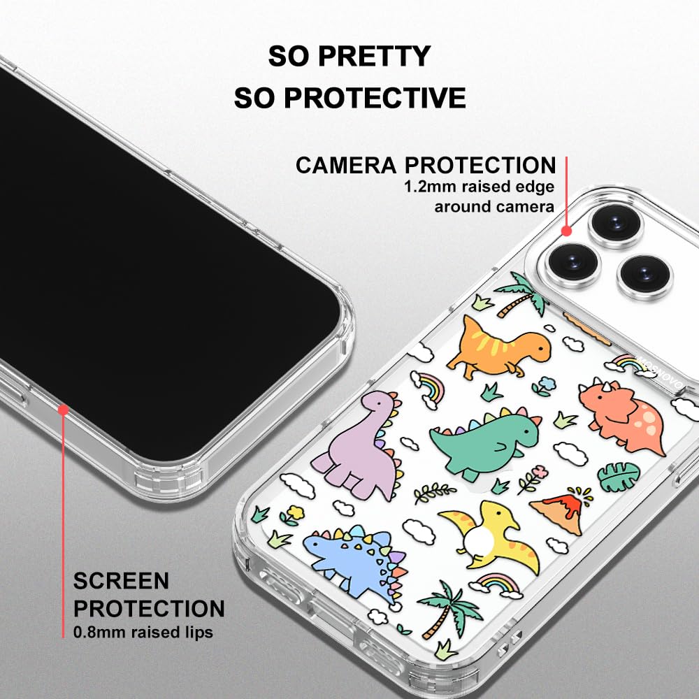 MOSNOVO iPhone 17 Pro Max Case, Transparent Shockproof TPU Cover [Protection from Military Falls up to 2 m] [Anti-Flick Technology] - Dinosaur Land - 4
